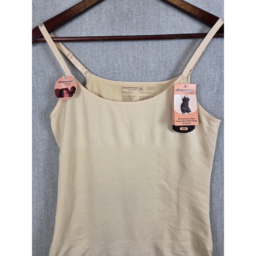 Shapermint Bodysuit 3XL All Day Nude Scoop Neck Mid-Thigh Shapewear Comfort NEW